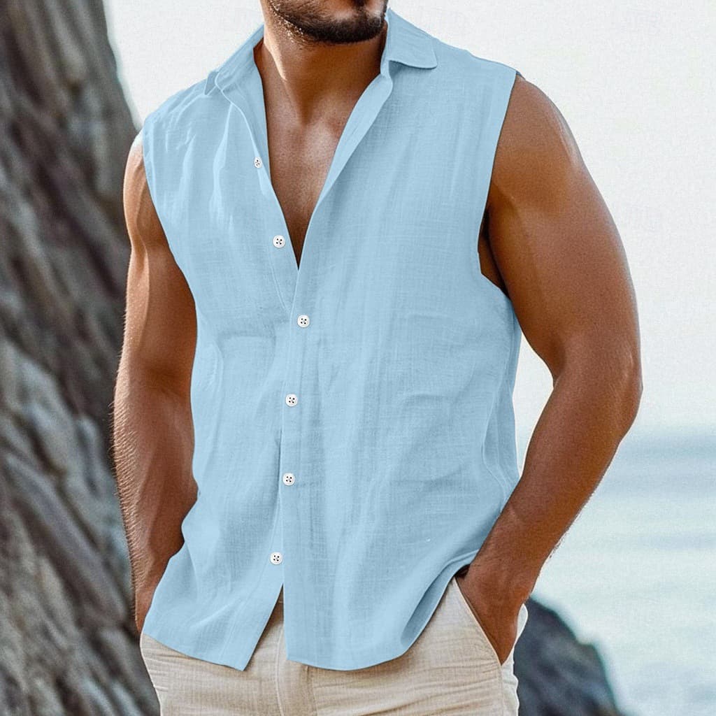 Chaleco camisa con solapa de algodón