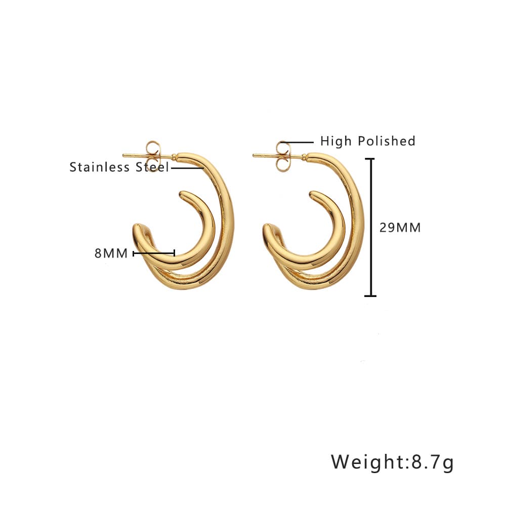 Aretes de titanio con circonia retro geométrica