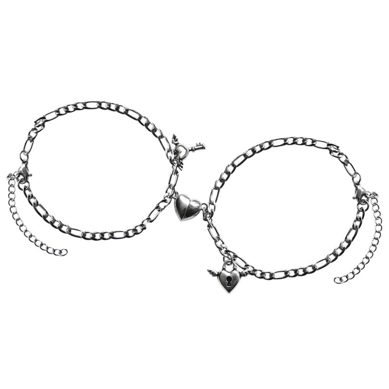 Juego de pulseras de pareja con diseño de corazón