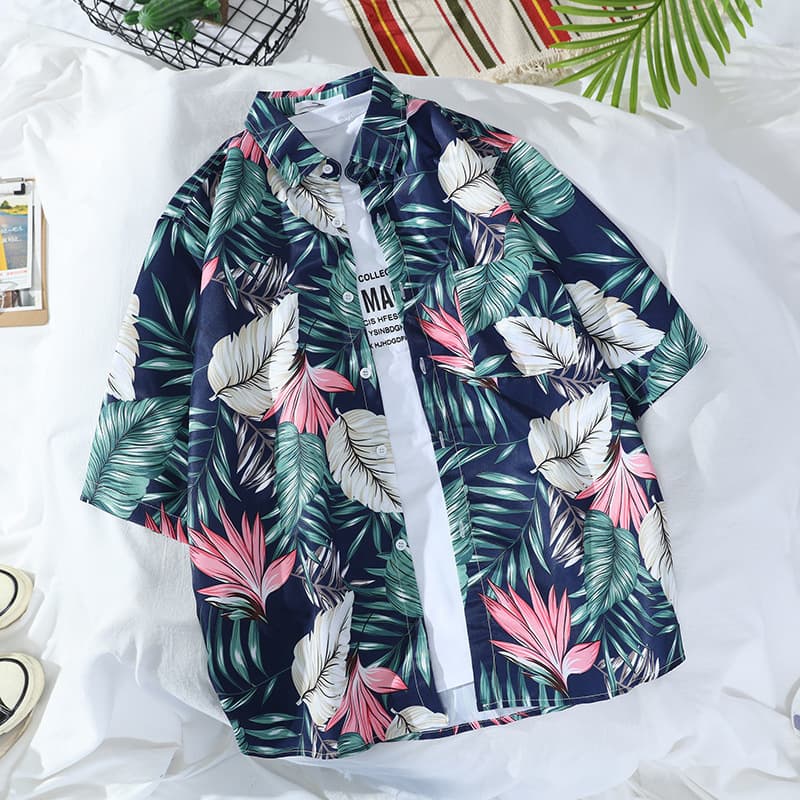 Camisa retro suelta para pareja estilo playa