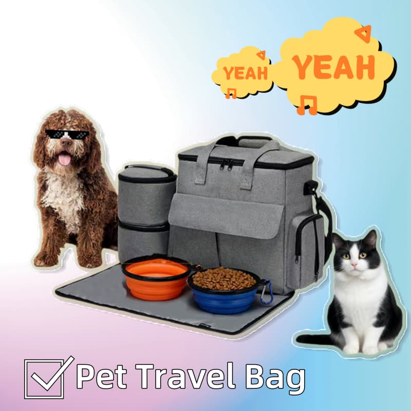 Mochila de viaje para mascotas con compartimientos múltiples