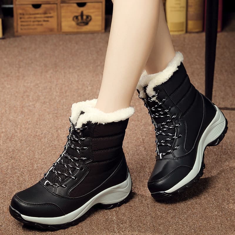 Botas impermeables de caña alta para mujer con terciopelo