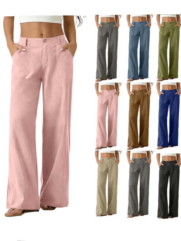 Pantalón formal mujer con cintura elástica y bolsillos