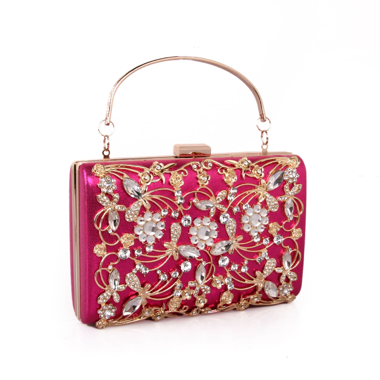 Bolso de noche con detalles de metal y diamantes