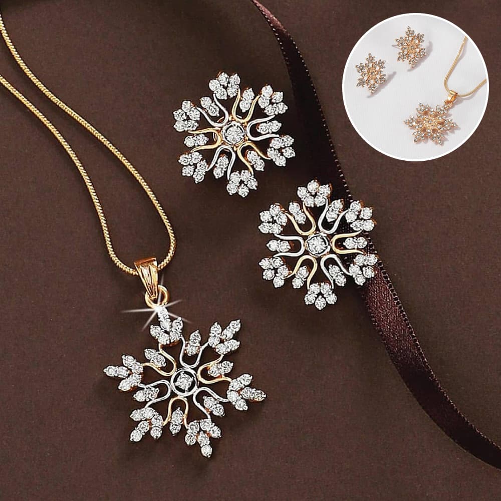 Set 3 piezas collar copo nieve con circonitas