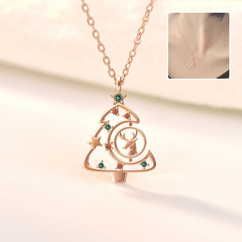 collar navideño de alce plata 925 con circón
