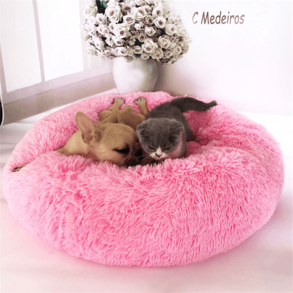 Cama redonda acogedora para gatos y mascotas