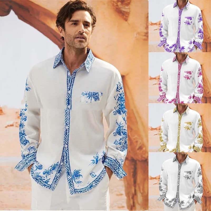 Camisa de manga larga hombre con estampado