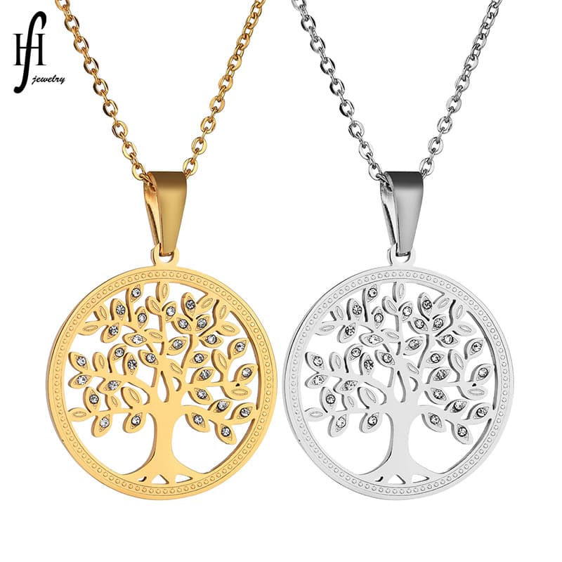 Collar colgante árbol de la vida con estrás