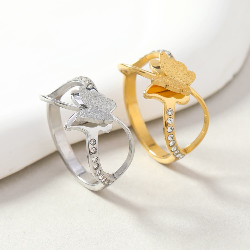 Anillo doble capa de acero inoxidable para mujer
