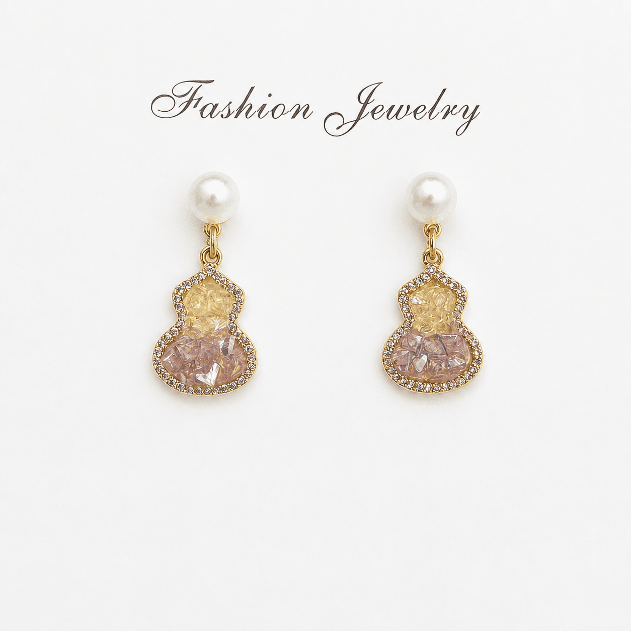 Aretes de perla con cristales