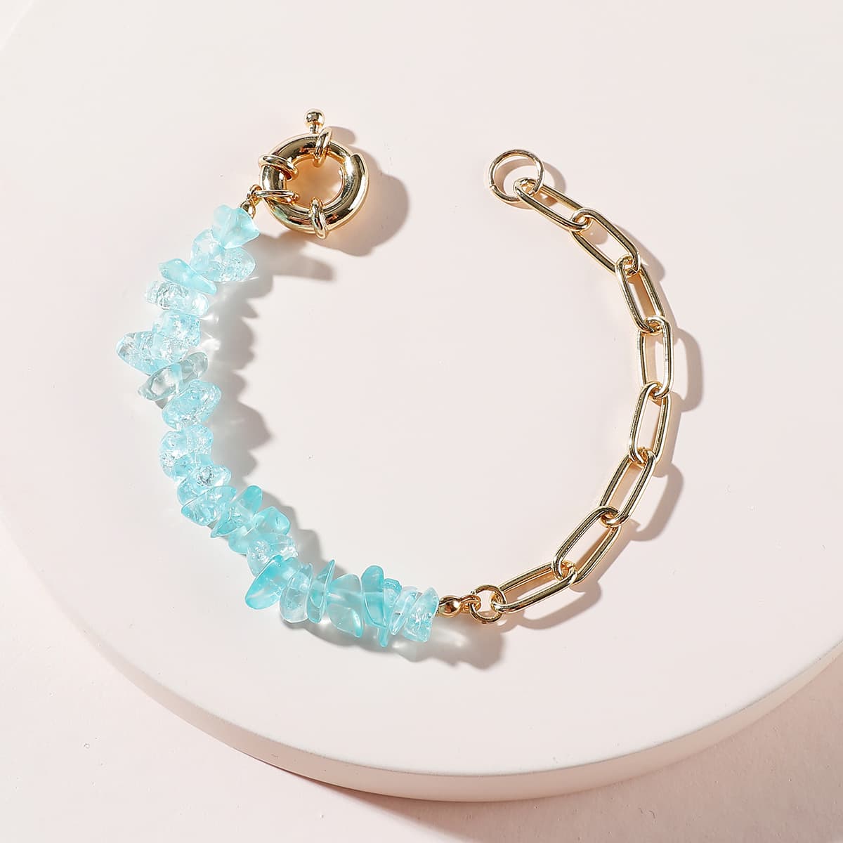 Pulsera de ametista con cadena de acero inoxidable