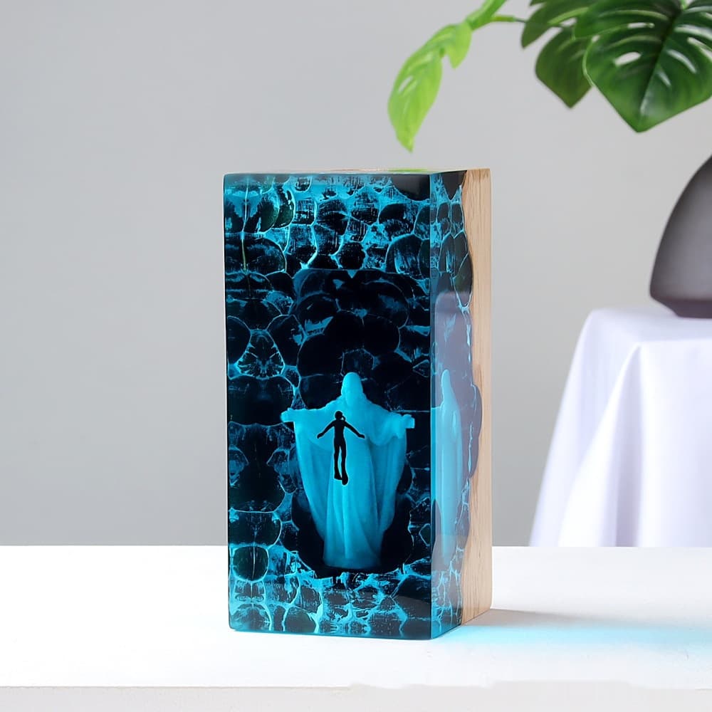Lámpara nocturna decorativa de resina con tema Jesús