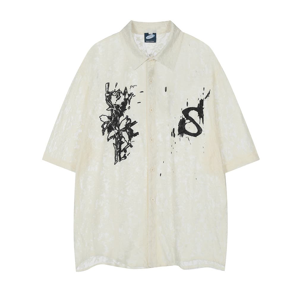 Playera holgada de hombre con estampado floral