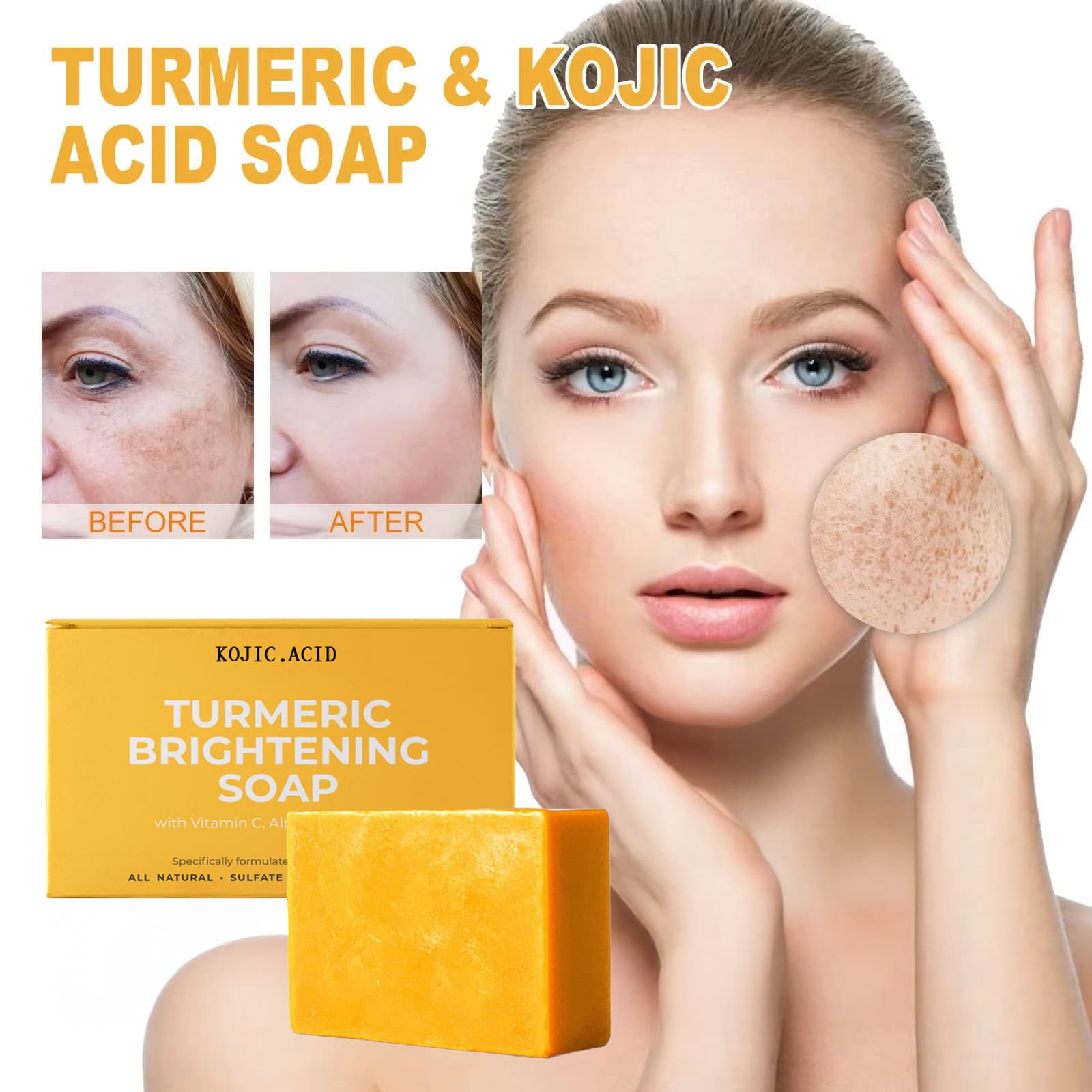 Jabón de cúrcuma y ácido kójico limpiador facial