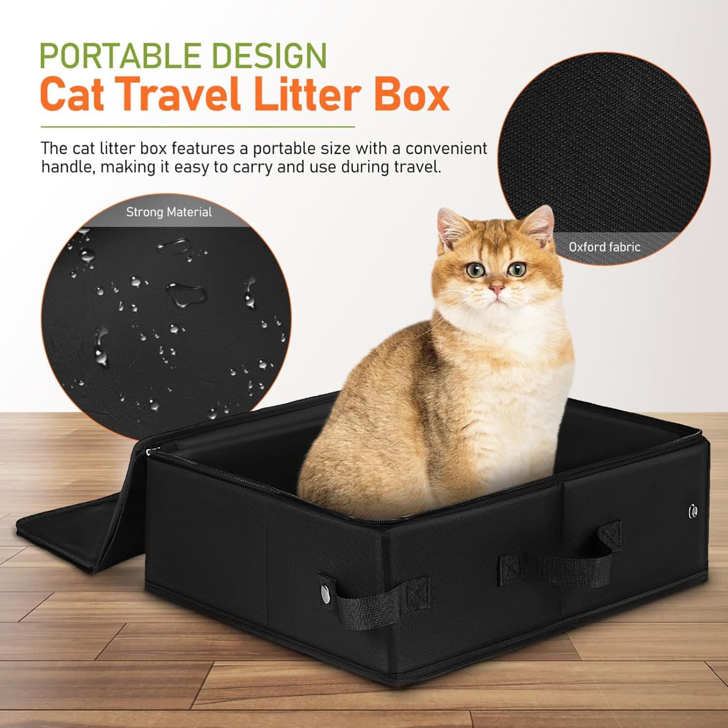 Caja de arena plegable para gatos, tela Oxford