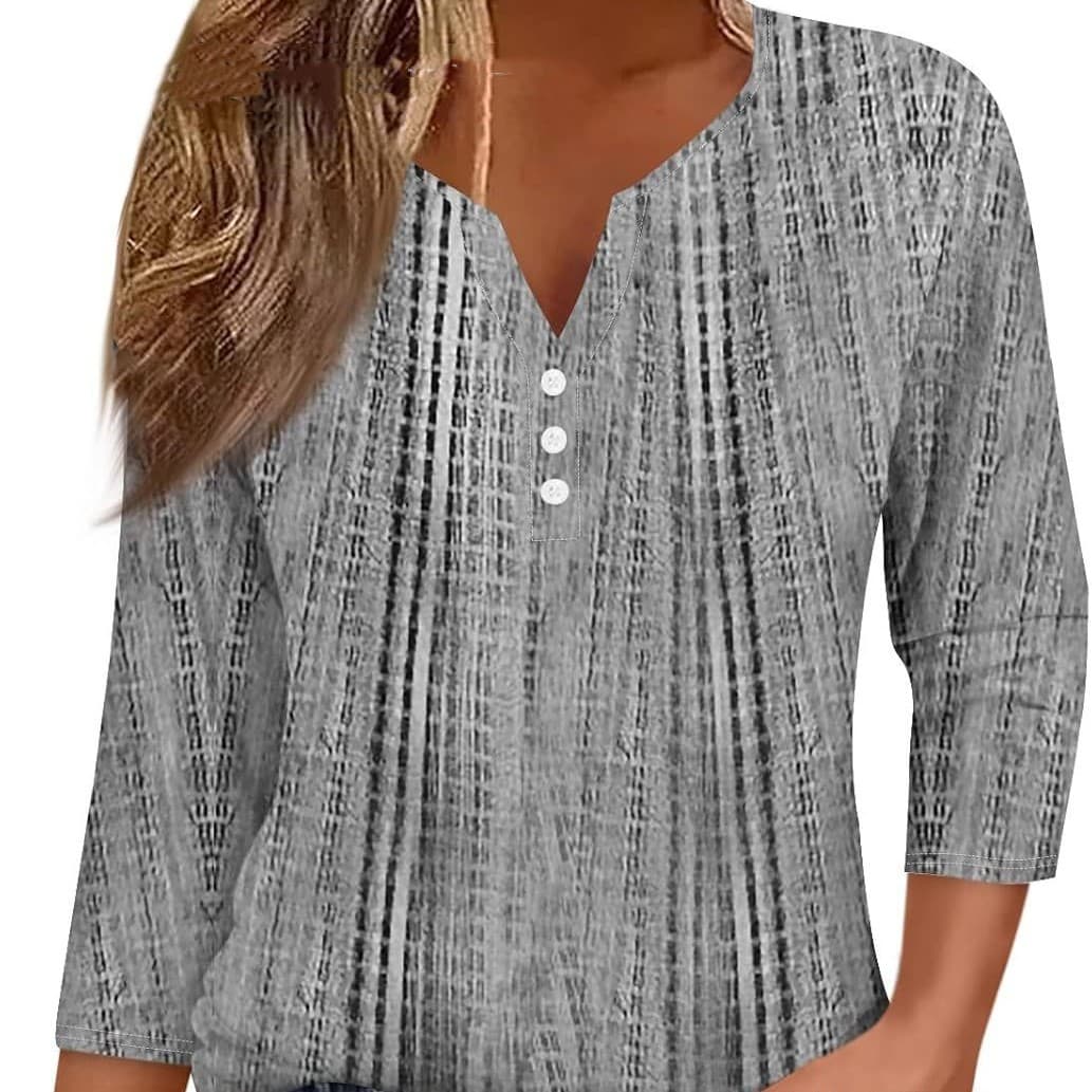 Blusa casual para mujer, cuello en V y patrones geométricos