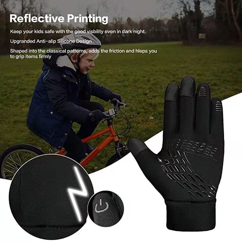 Guantes de bicicleta para niños cálidos antideslizante