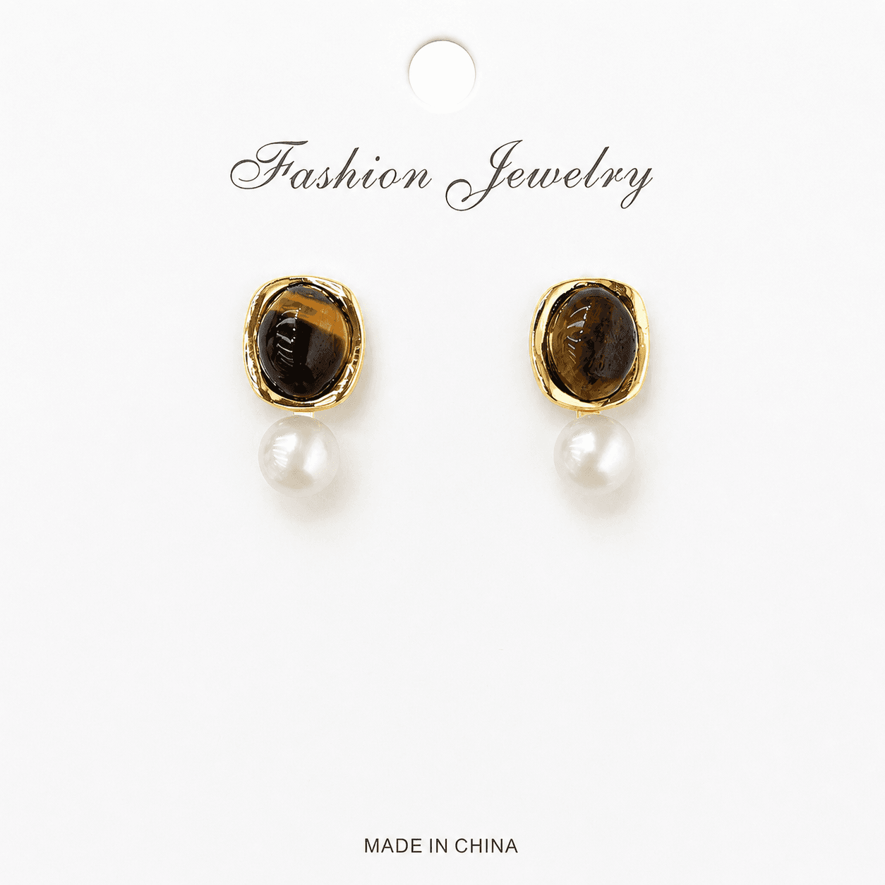 Aretes colgantes estilo vintage con ojo de tigre