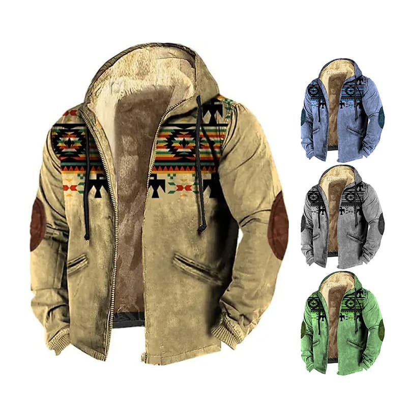 Suéter con capucha y rayas para hombre