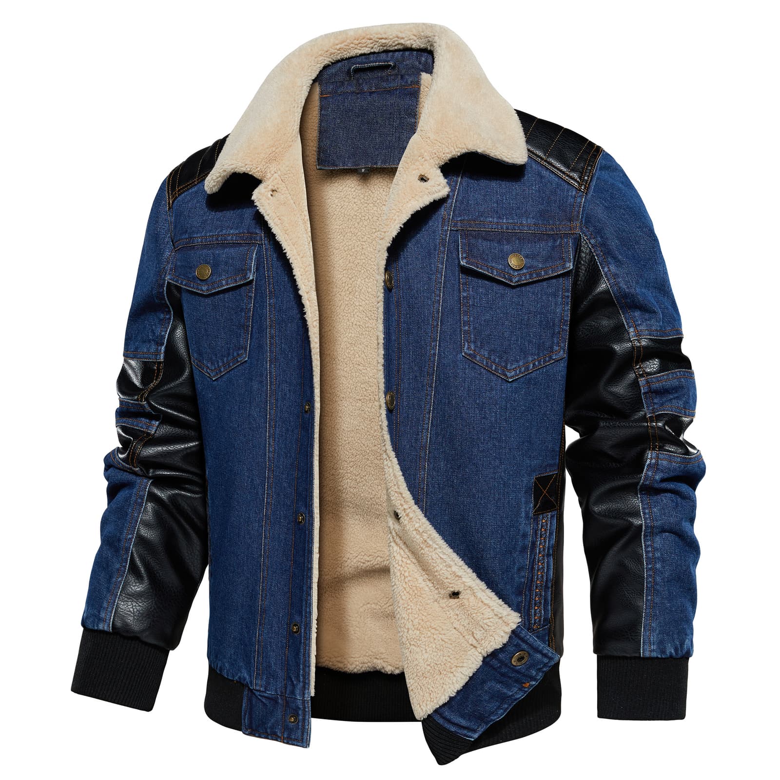 Chaqueta de trabajo de denim reforzada con múltiples bolsillos