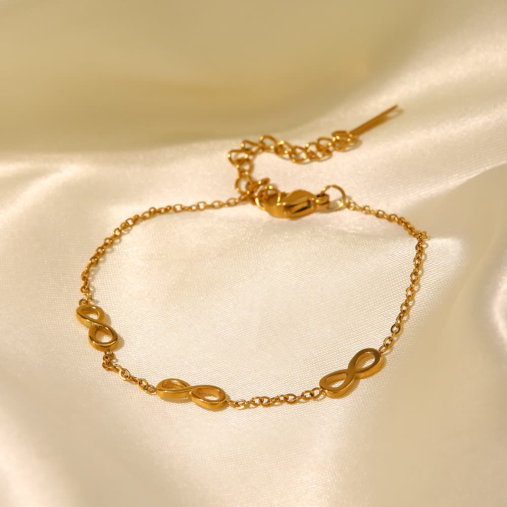 Pulsera acero inoxidable símbolo infinito dorado