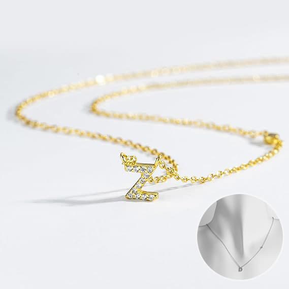 Collar personalizable de letras A-Z en cobre dorado