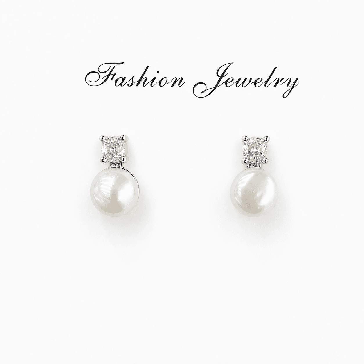 Aretes de perlas con circonita plateada