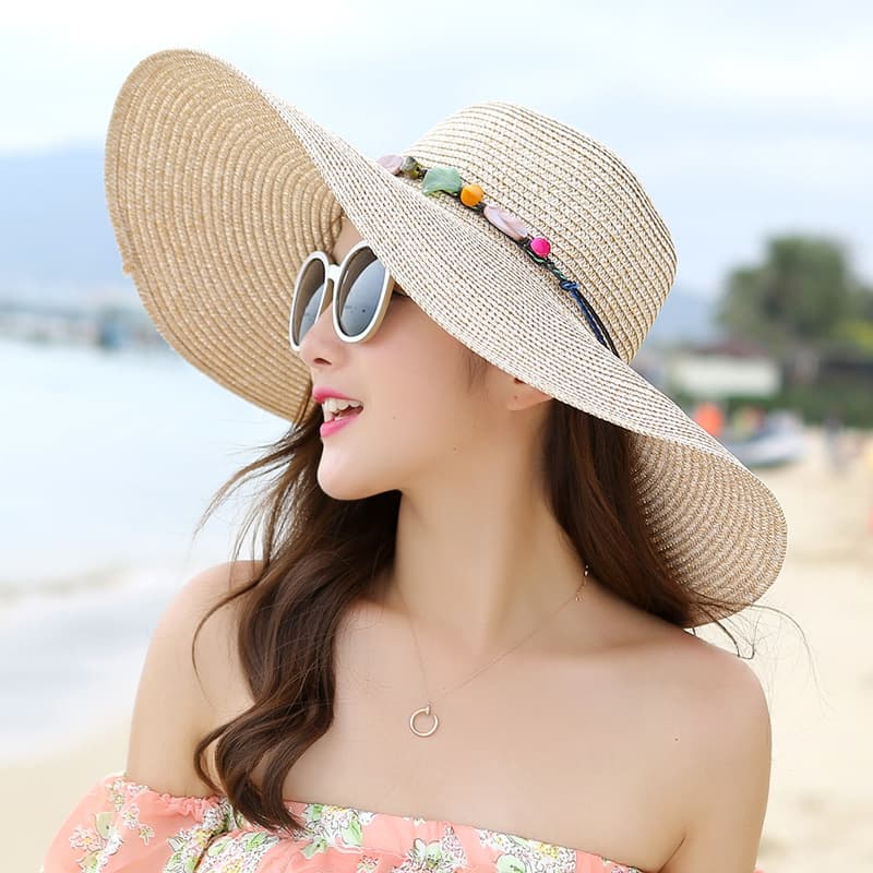 Sombrero de paja estilo coreano para mujer verano