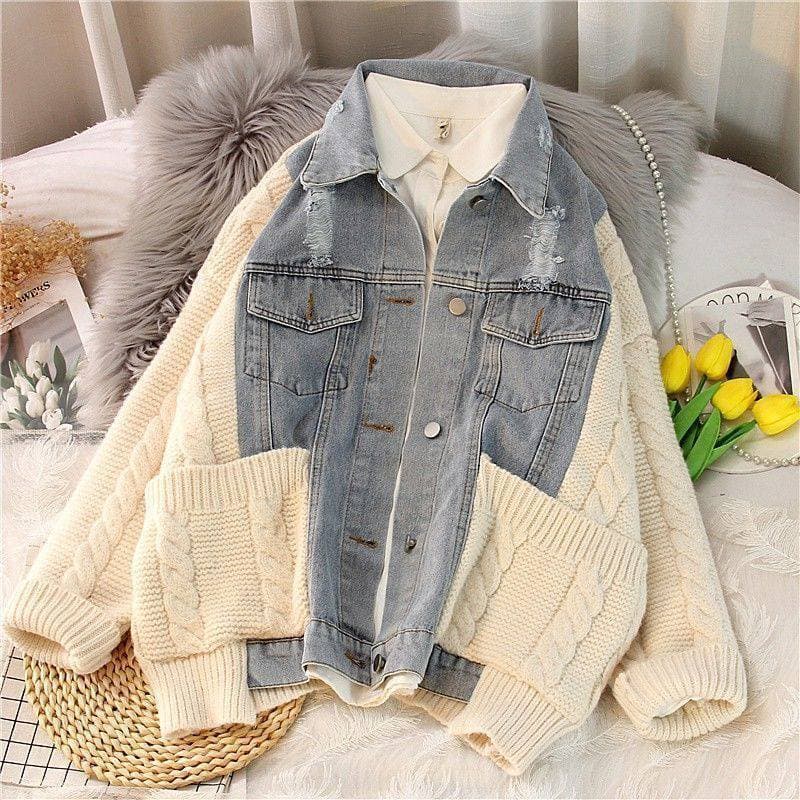 Cardigan de punto con cuello en V para mujer