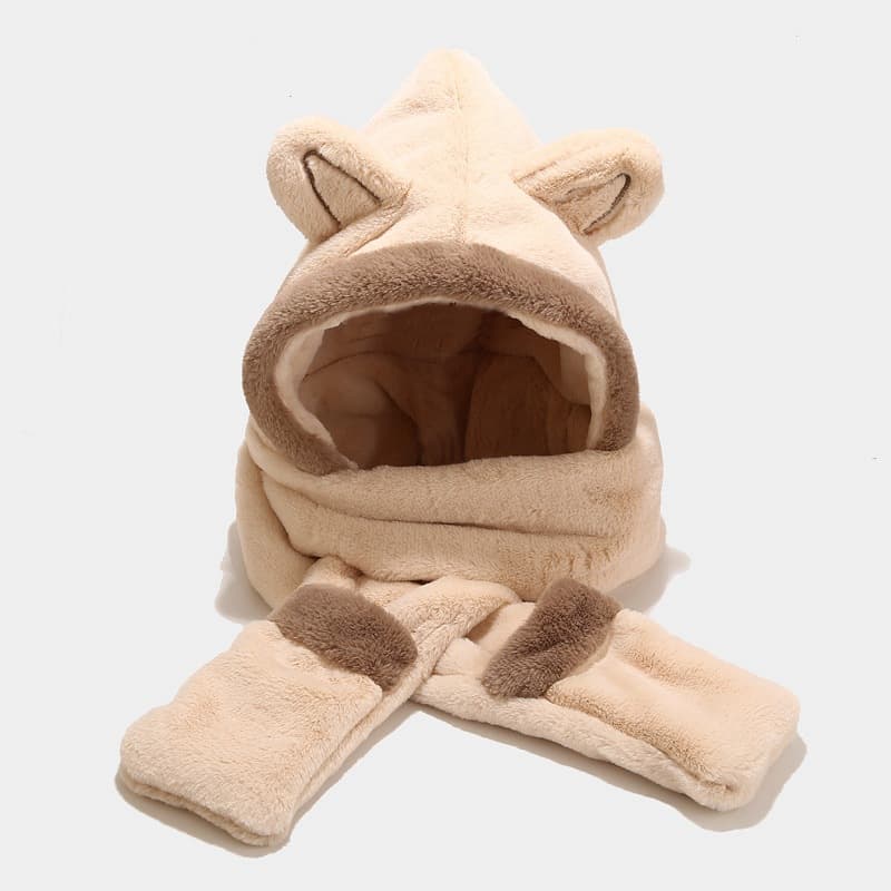 Gorro de peluche con orejas de gato set de 3 piezas