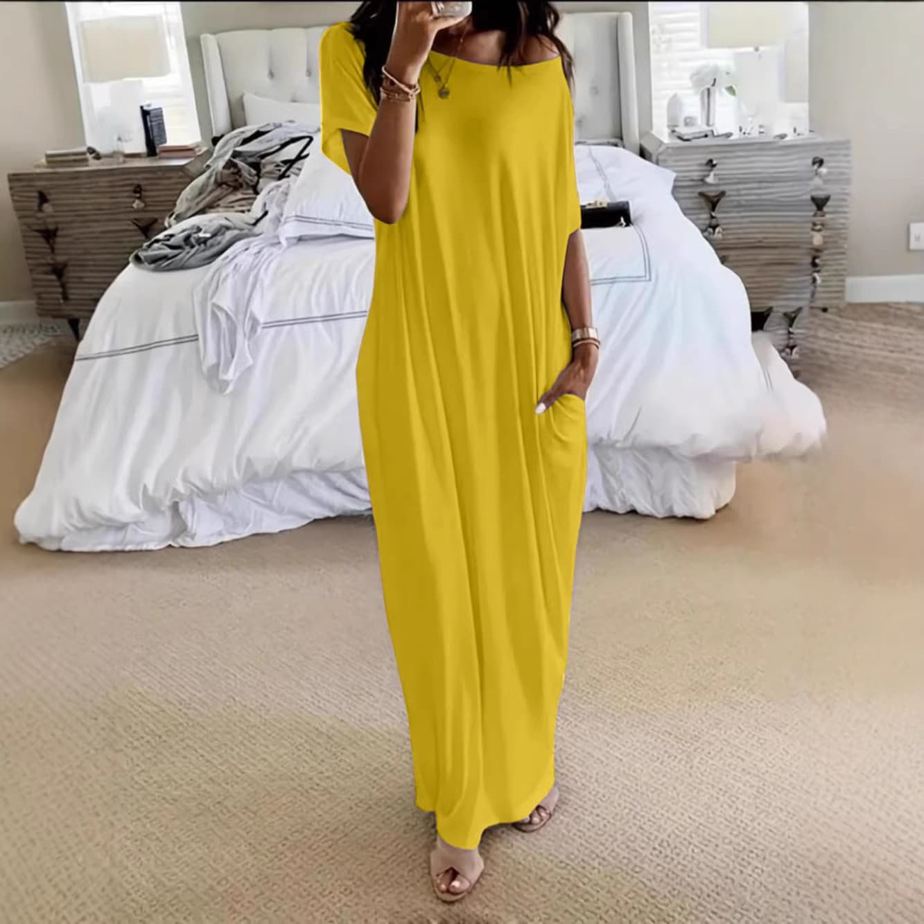 Vestido casual de manga corta para mujer