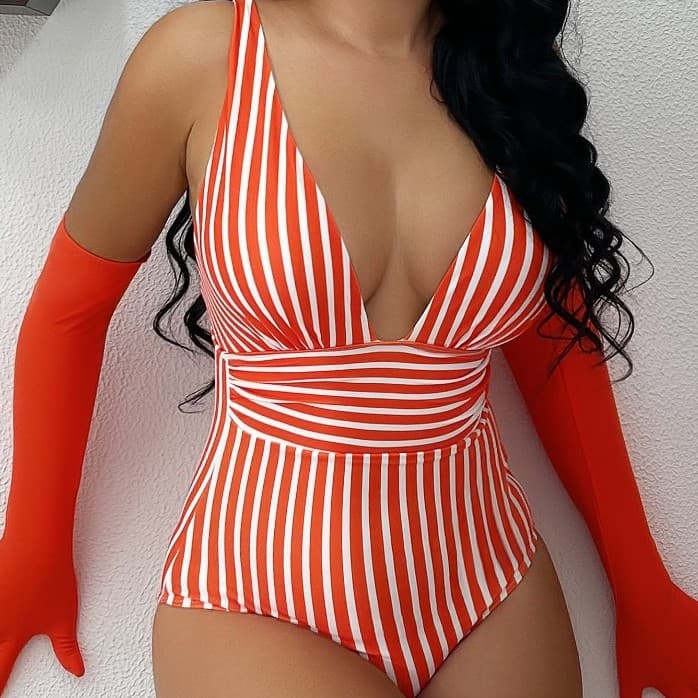 Traje de baño de rayas para mujeres