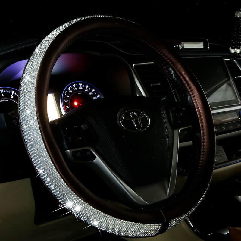 Funda de volante con brillantes para auto