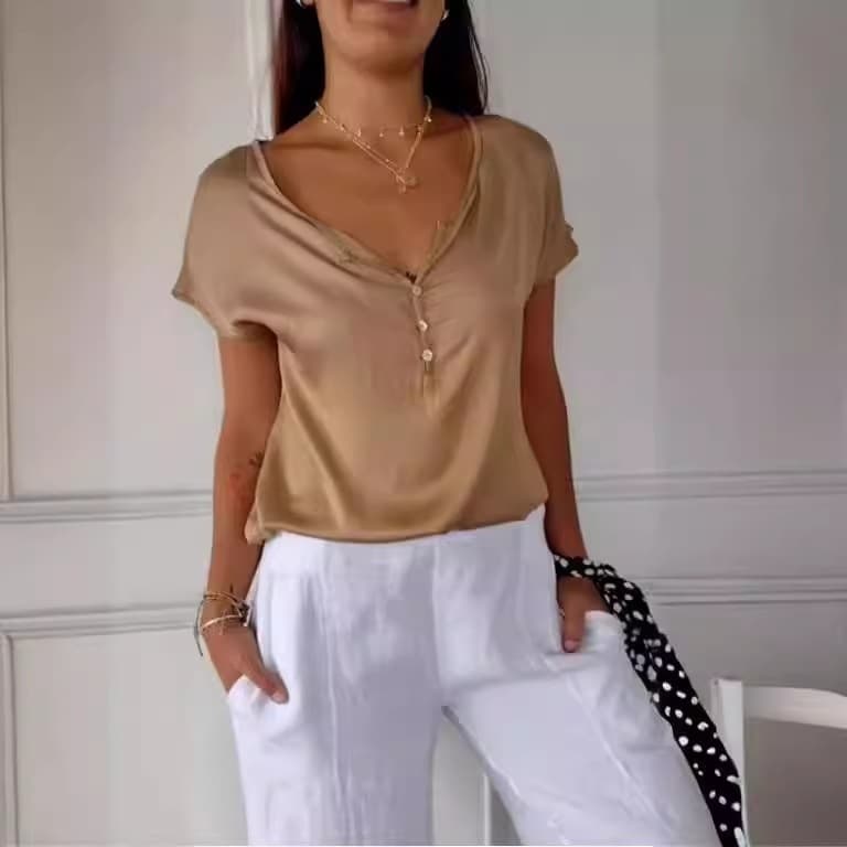 Blusa casual suelta con manga corta