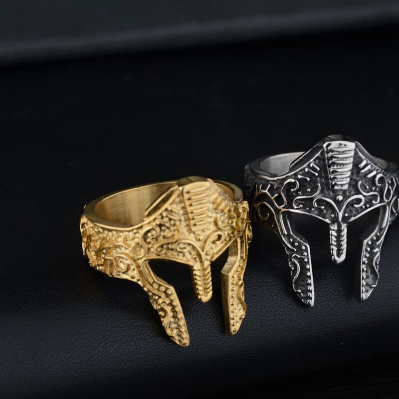 Anillo máscara guerrero de acero inoxidable
