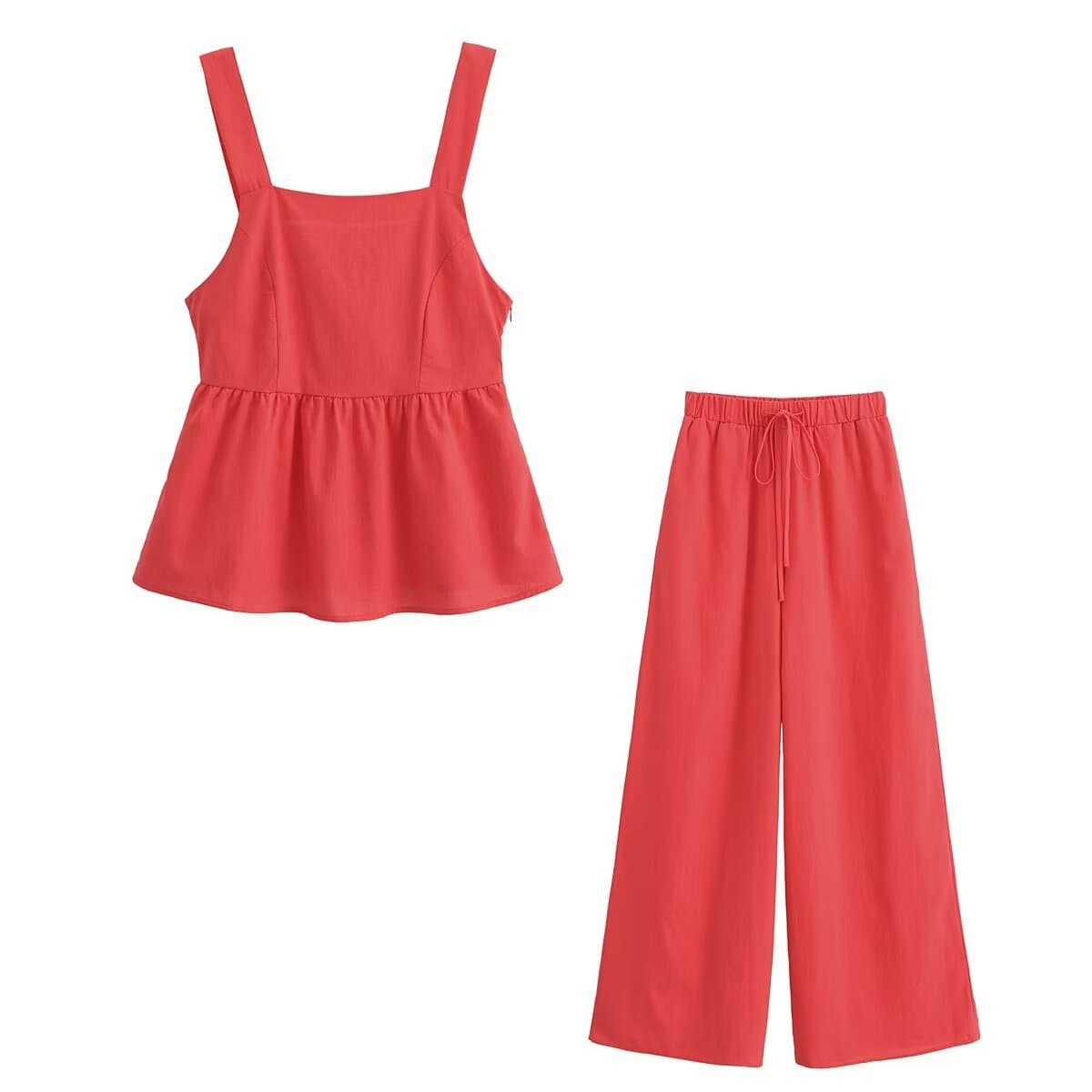 Conjunto de dos piezas de verano sin mangas en rojo