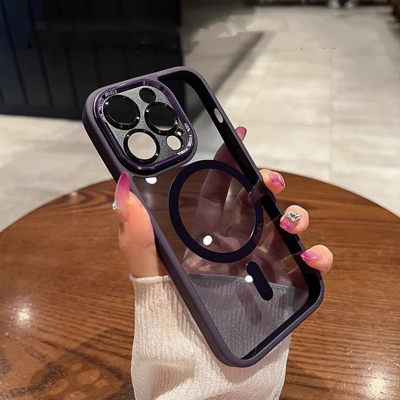 Funda teléfono magnética con lentes de metal