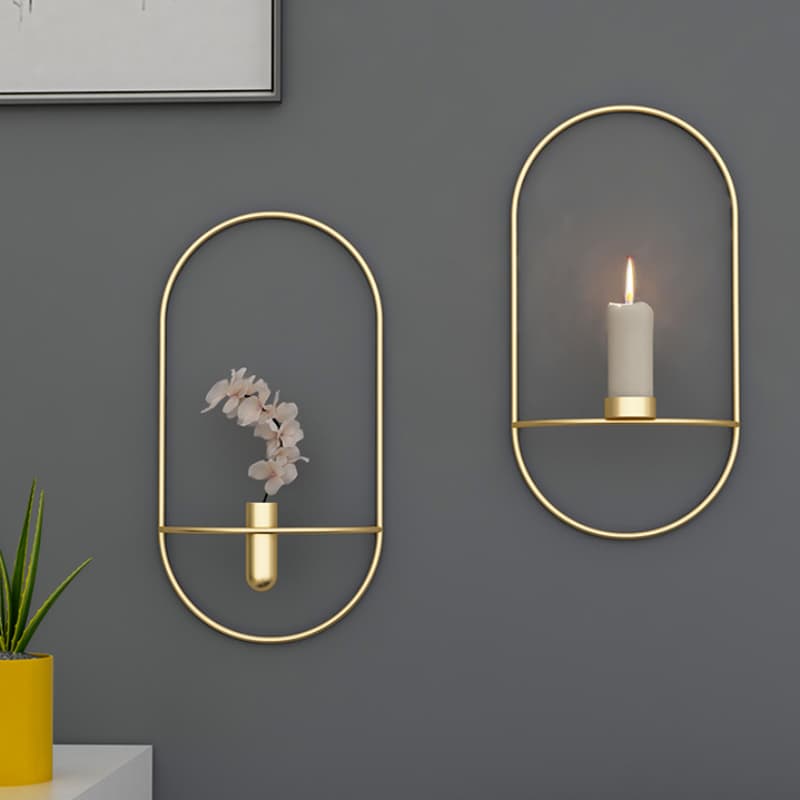 Candelabro metálico 3D redondo para pared