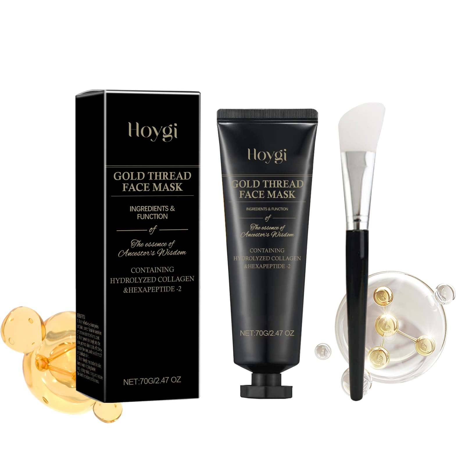 Máscara facial con hilo dorado de 24K