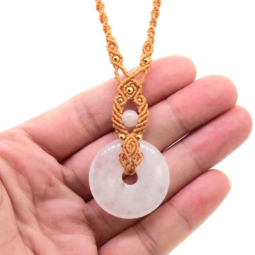 Colgante de cristal blanco natural tejido estilo vintage