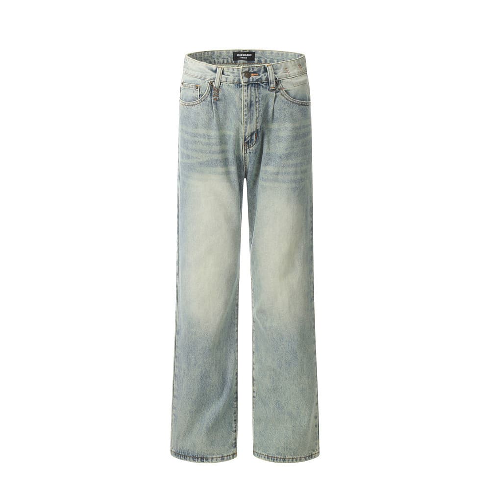 Jeans rectos distressed estilo punk para hombre