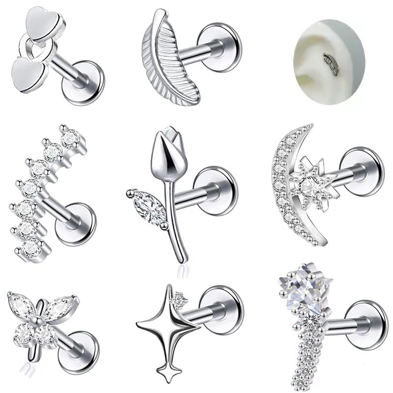 Aro de acero inoxidable con zirconia para piercing