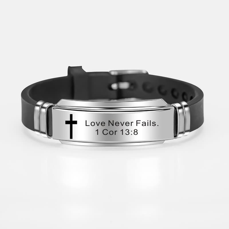 Pulsera cristiana con versículos bíblicos de cuero