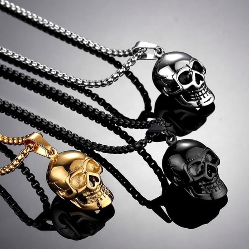 Collar calavera punk acero unisex
