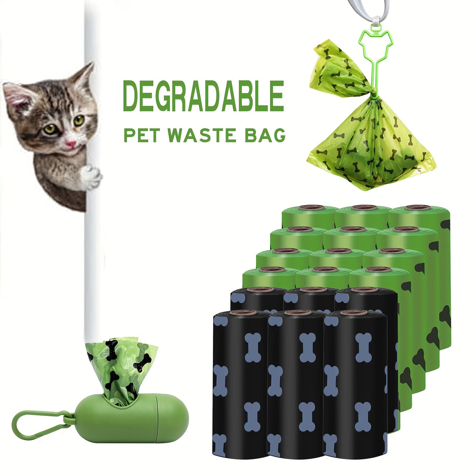 Bolsas biodegradables para residuos de mascotas gruesas y resistentes
