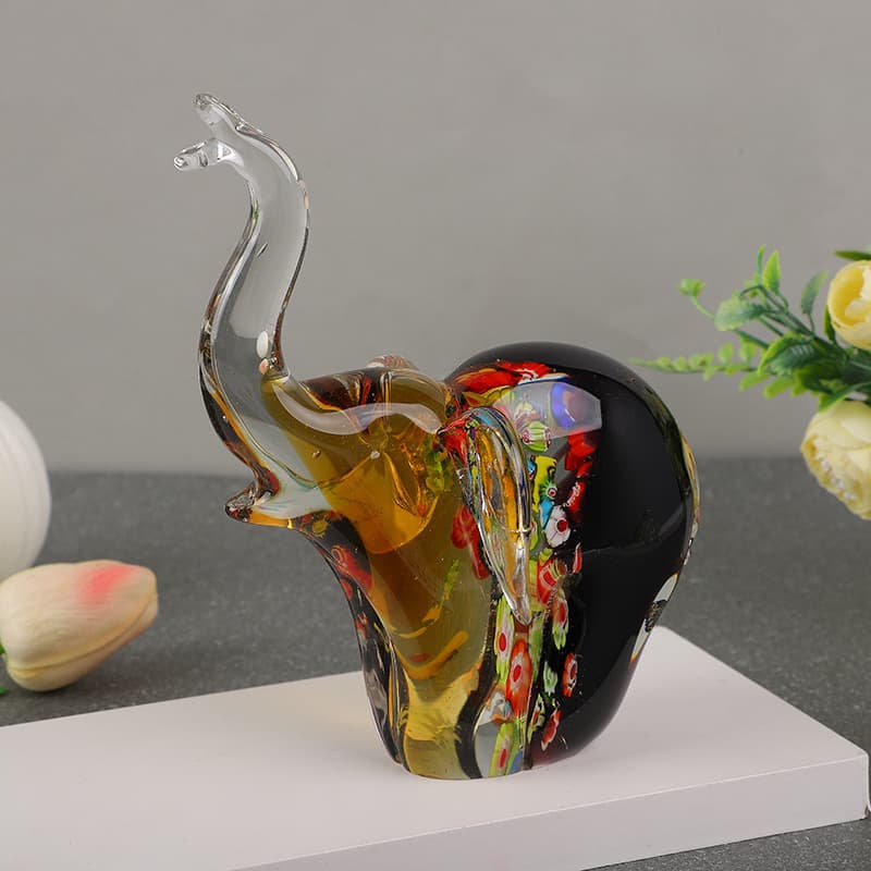 Escultura de elefante en vidrio para decoración