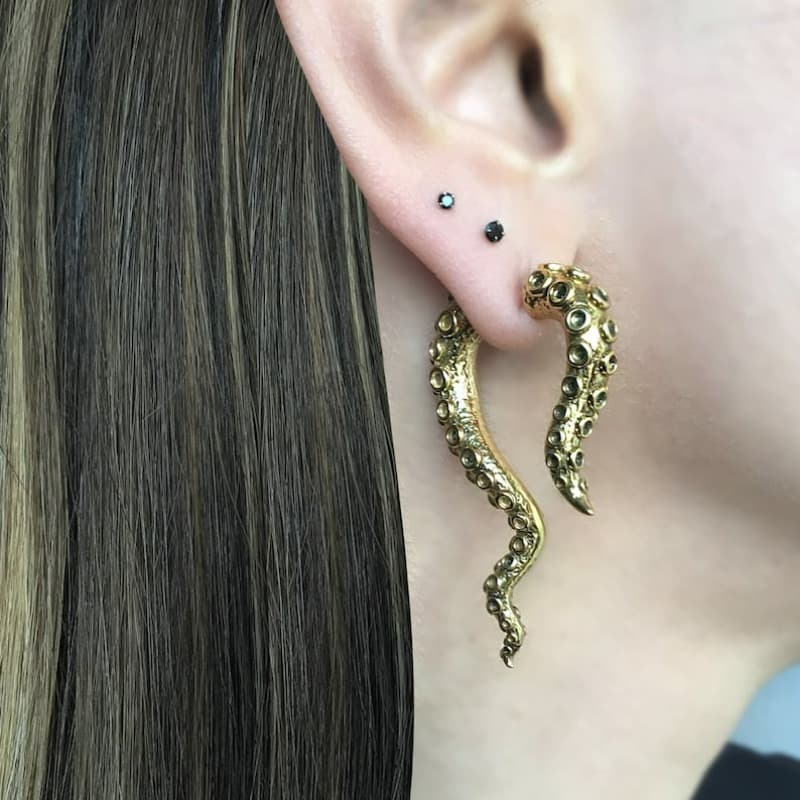Pendientes de pulpo estilo punk vintage