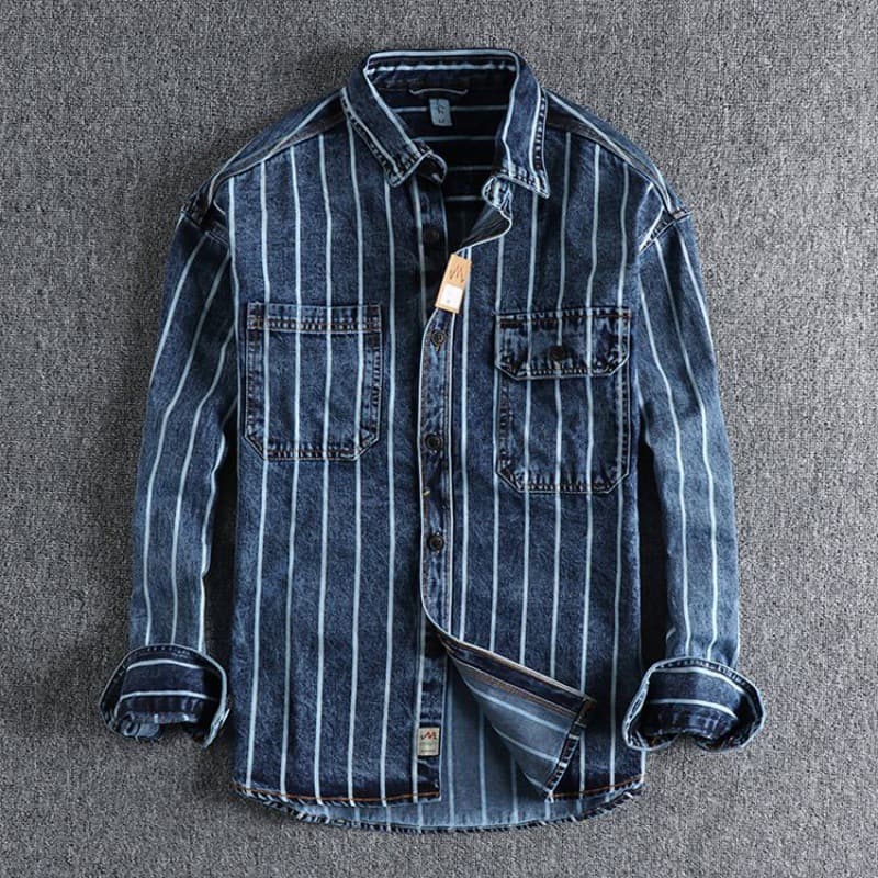 Camisa de caballero con diseño táctico a rayas