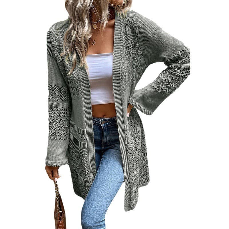 Cardigan acrílico holgado con patrón de cuadrícula
